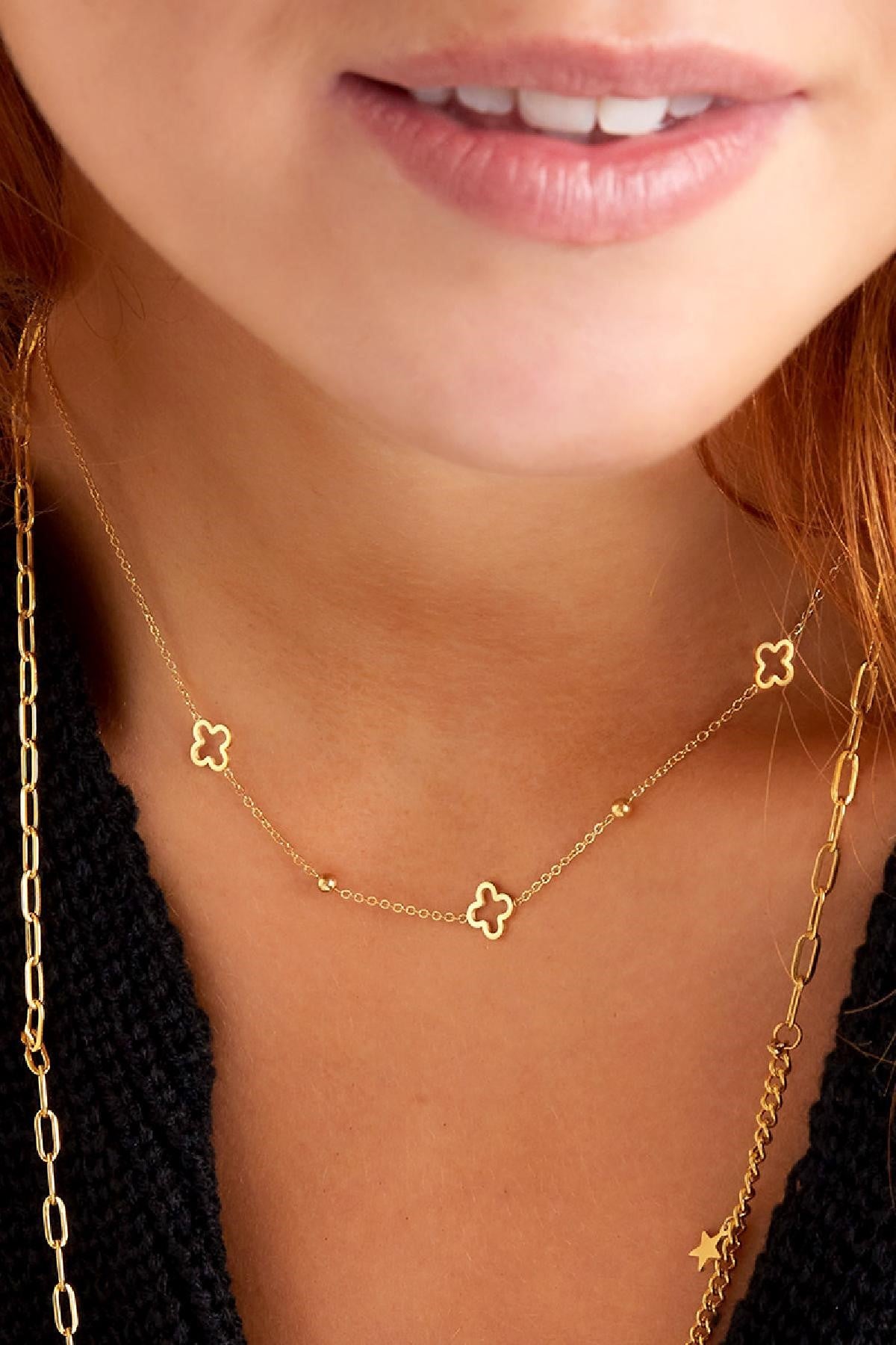 Gold Open Clovers Necklace