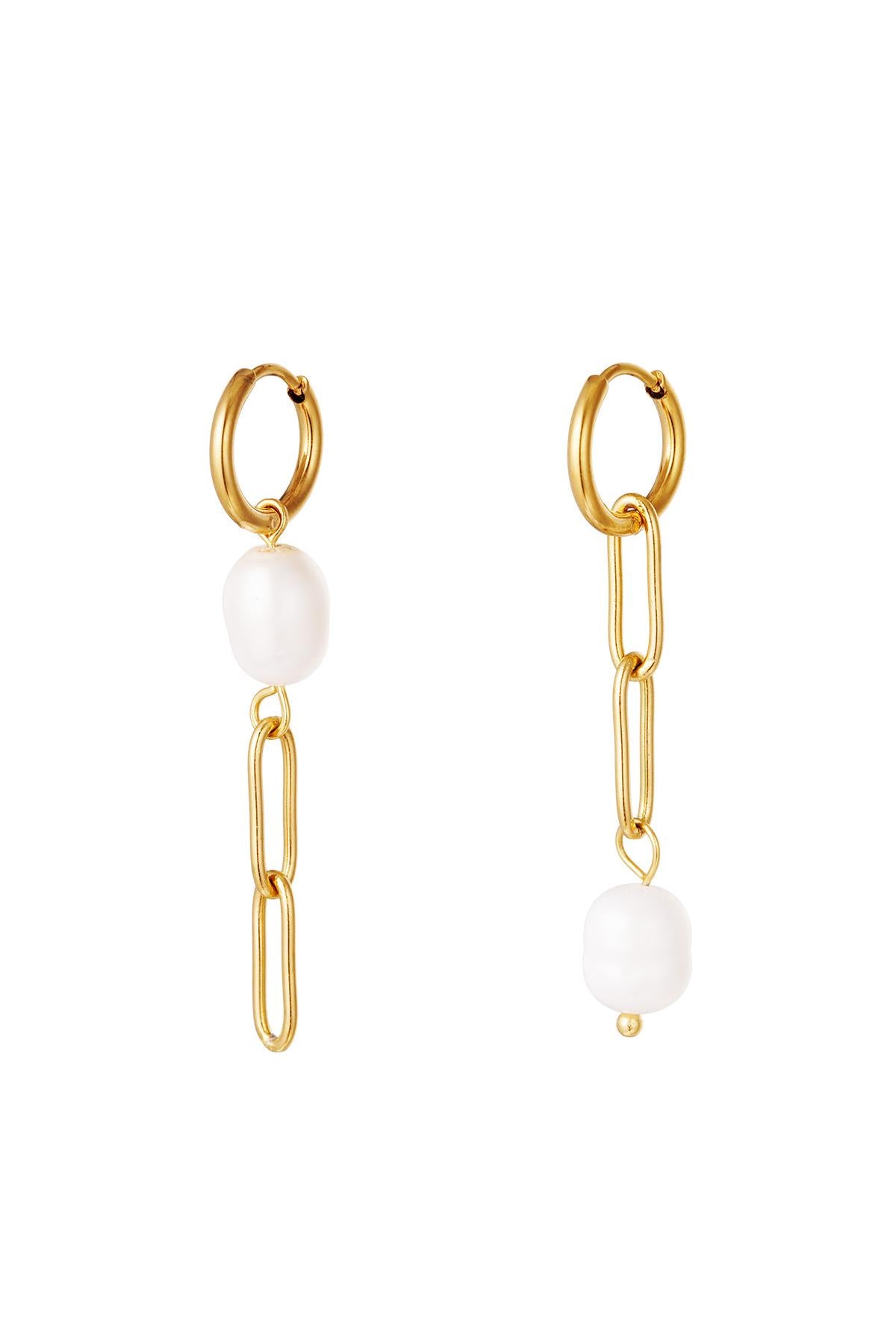 Pearl Alternative Gold Drop Earrings