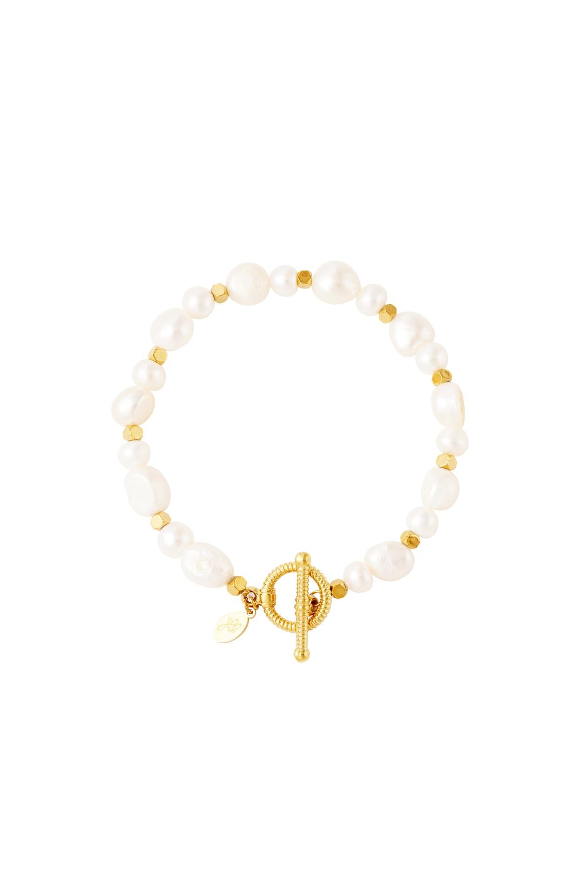 Pearl Nugget + Gold Bead Bracelet