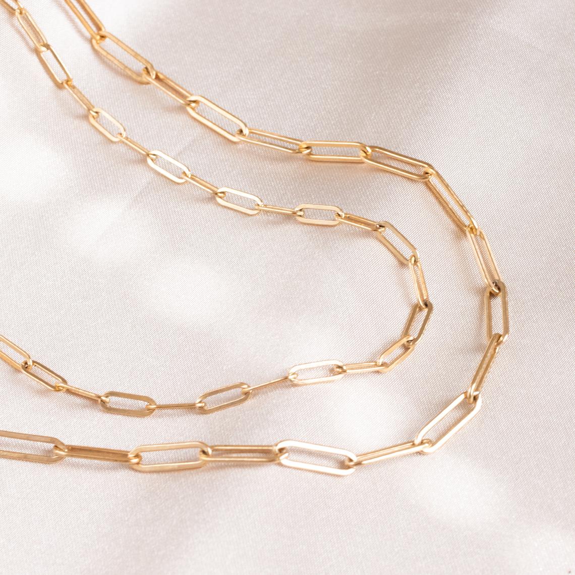 Gold Paperclip 42cm Chain Necklace