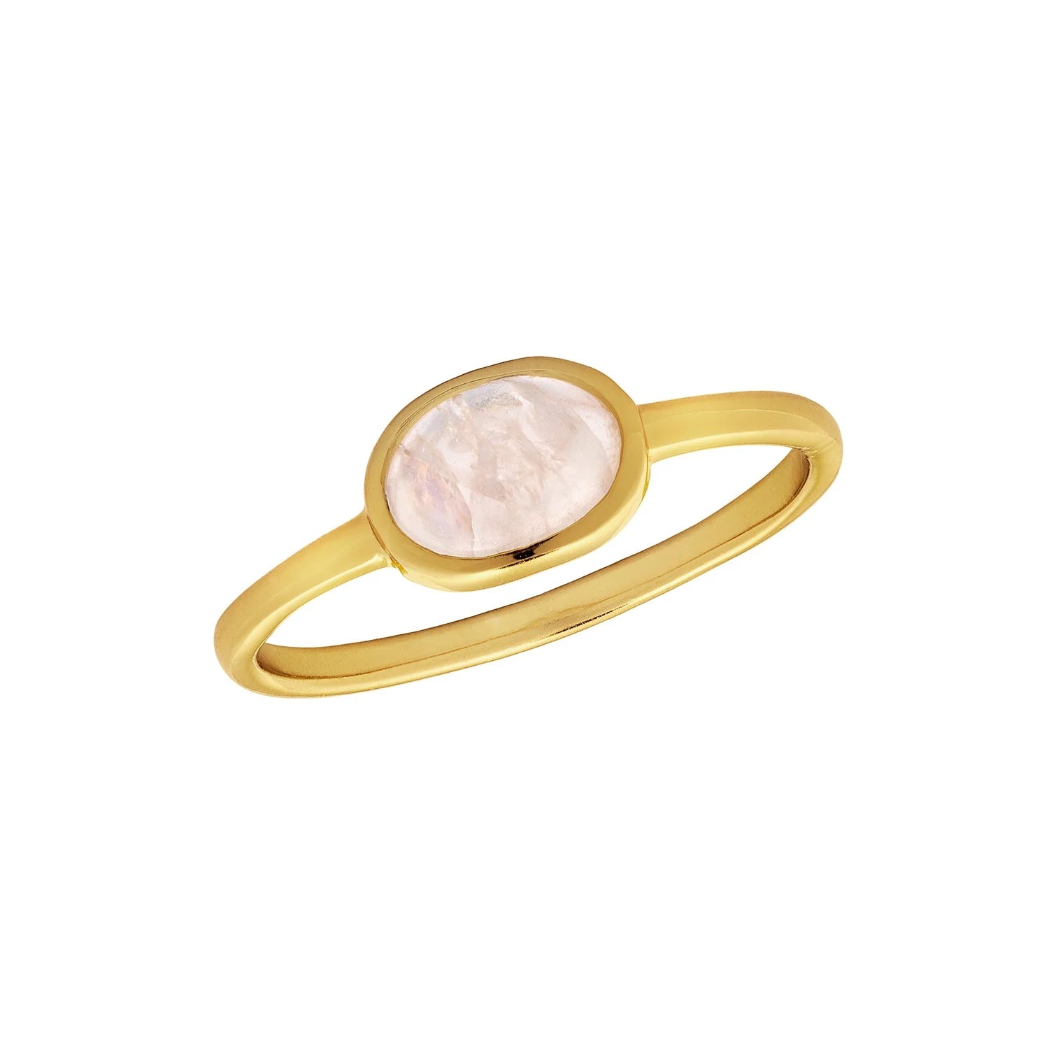 Oval Rainbow Moonstone Ring Gold