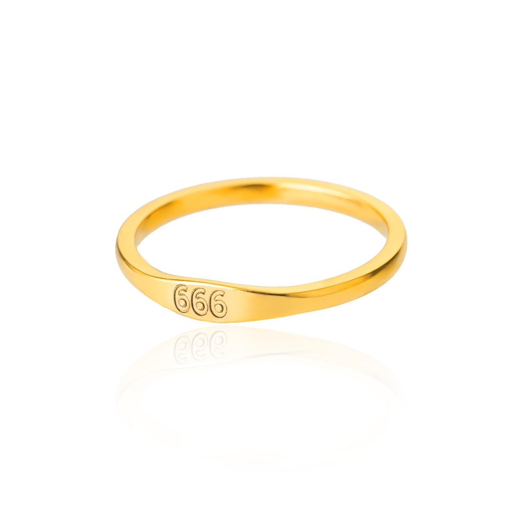 Gold 666 Angel Number Ring