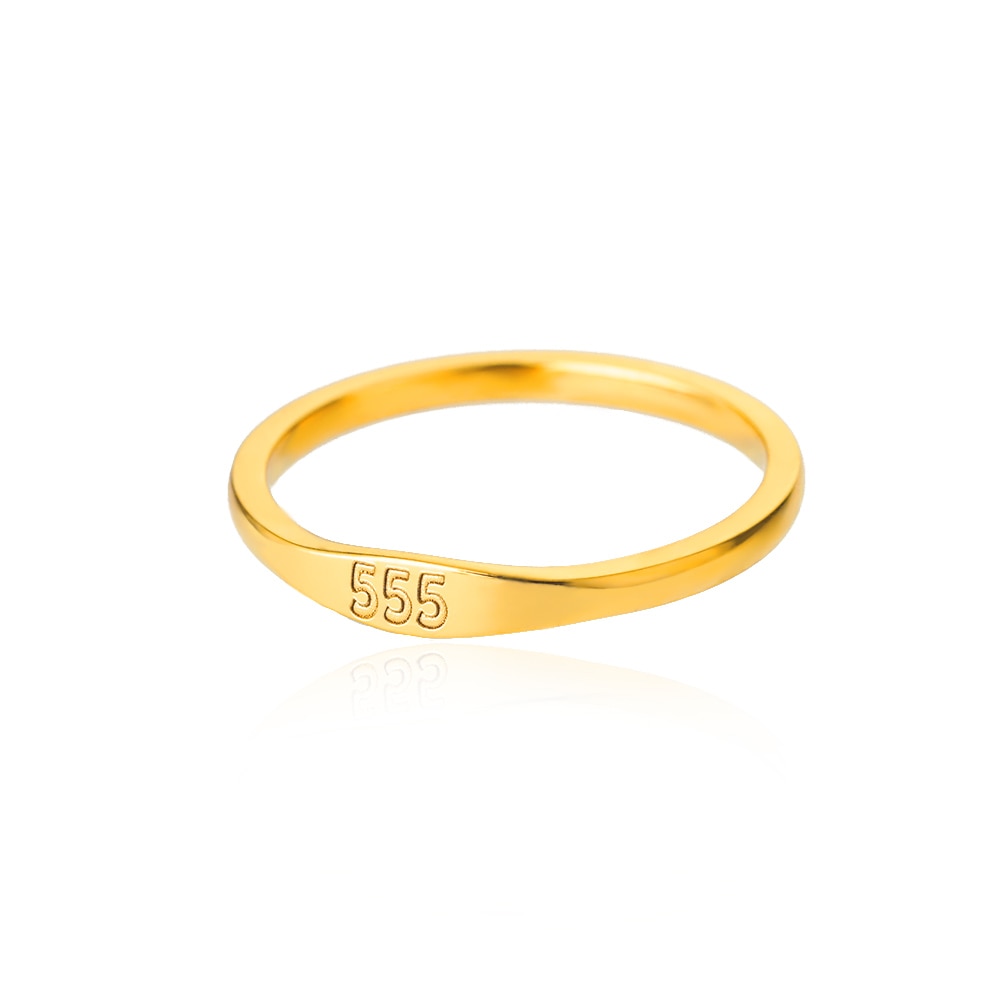 Gold 555 Angel Number Ring