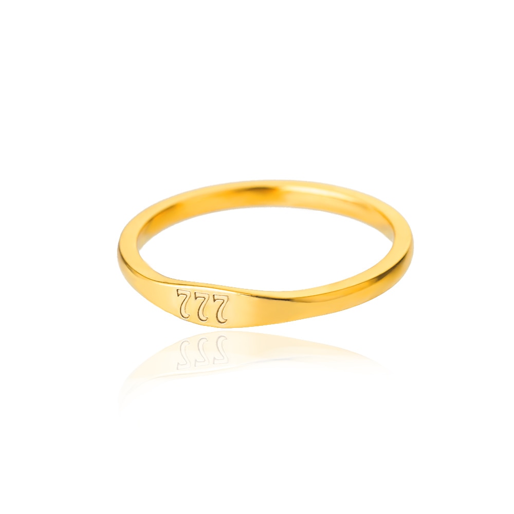 Gold 777 Angel Number Ring