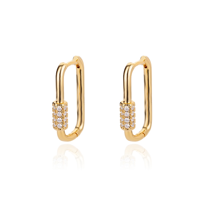 Gold Gem Hoop Earrings
