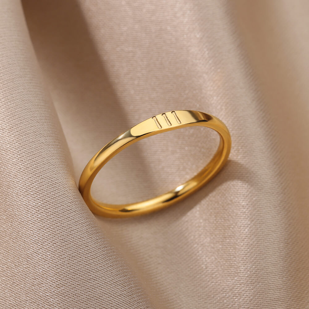 Gold 777 Angel Number Ring