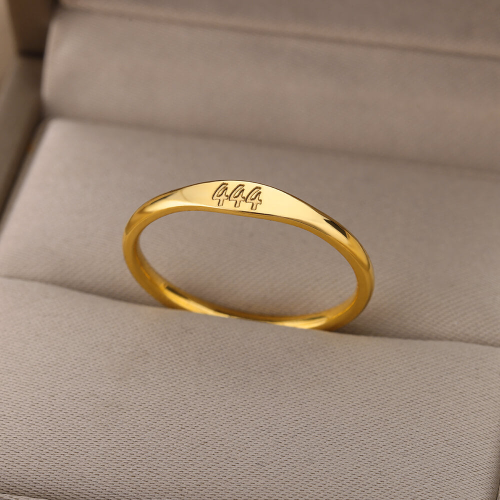 Gold 777 Angel Number Ring