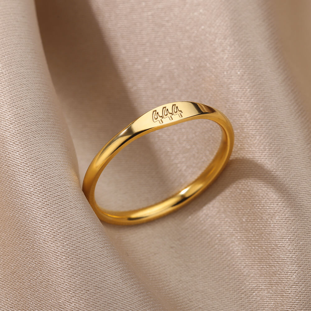 Gold 777 Angel Number Ring