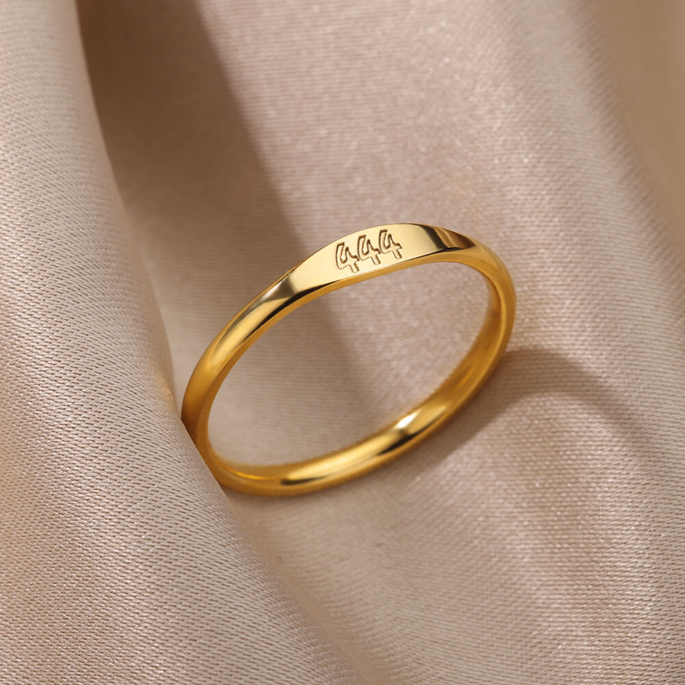 Gold 444 Angel Number Ring