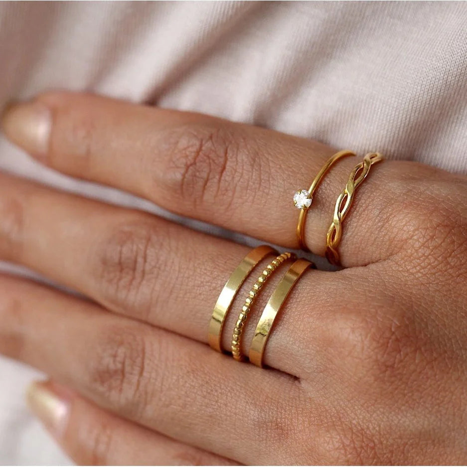 Golden Braided Slim Ring